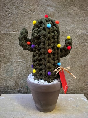 Cactus verde pompones de colores